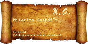 Miletits Oszkár névjegykártya